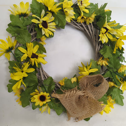 Faux Wicker Wreath | Sunflower