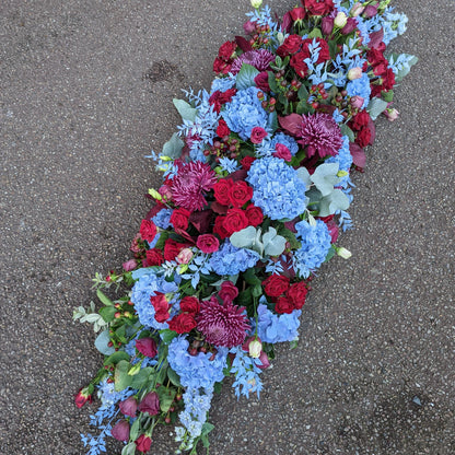 Claret & Blue Casket Spray