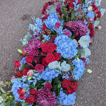 Claret & Blue Casket Spray