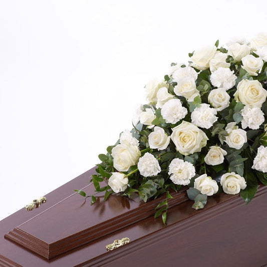 Rose and Carnation Casket Spray Funeral Tribute